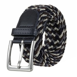 BSLLNEK - Cinturón elástico trenzado, 1 3/8 pulgadas, cinturón elástico tela para golf, casual, pantalones cortos, Marino-gris-café-beige, CH/28-32W US