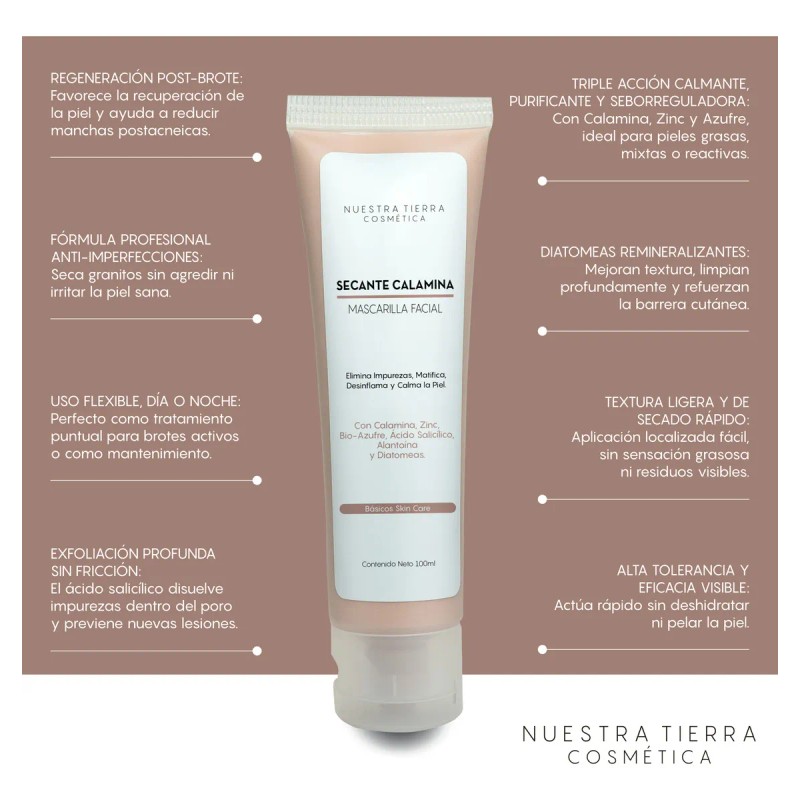 Mascarilla Facial Secante Matificante Calmante