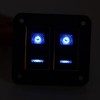2 Gang Rocker Switch Panel Waterproof ON OFF Blue Backlit