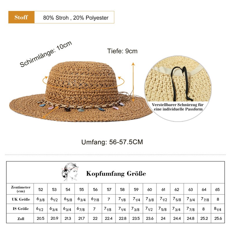 Comhats Women's Summer Straw Hat Foldable Handmade Beach Hat UV