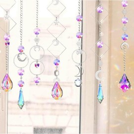 Buerjia 200pcs Crystal Sun Catchers Sun Catchers with Crystals Adult Craft Kit Rainbow Maker Prism with Pendant Easy to Use Silver