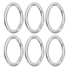 sourcing map Oval Egg Shaped Spring Snap Keychain Clip, 47mm Metal Trigger Keychain Hook Clip Key Hook Buckle for Purses Wallet Belts Hardware Bags, Silver Pack of 6