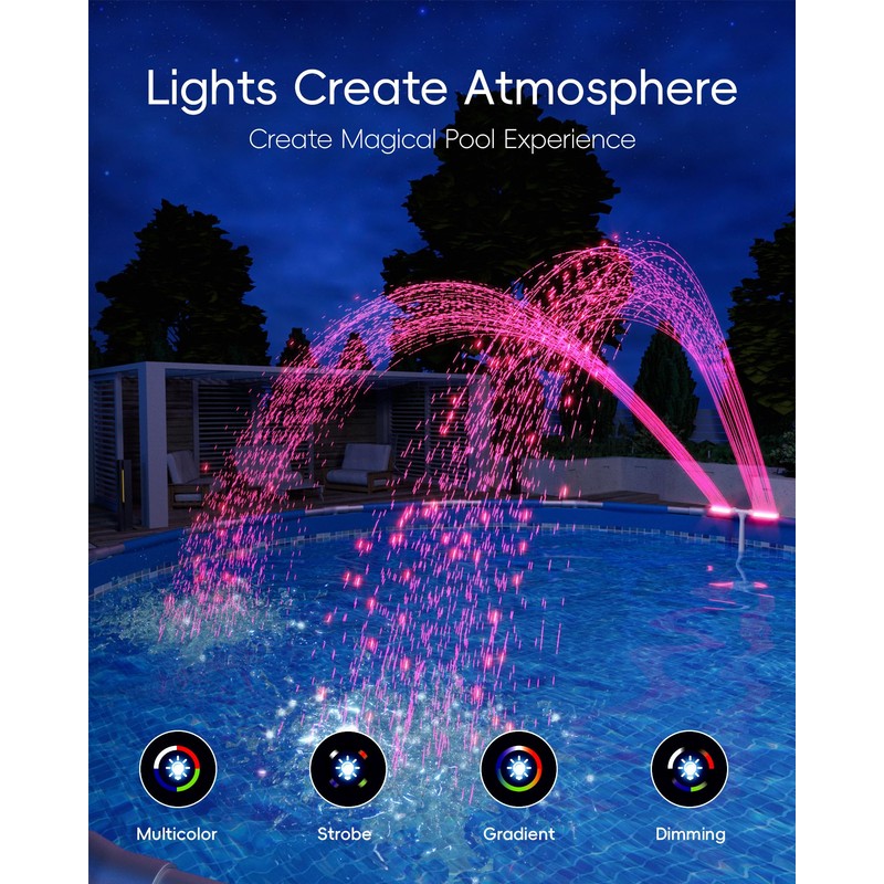 2025 Upgrade Higher Pool Fountain with Lights for Above Ground/Inground