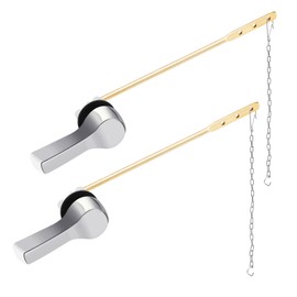 Jinzhenhong 2PCS Metal Toilet Handle Replacement, Front Mount Toilet Handle, Toilet Flush Handle, Toilet Handle Replacement Kit, Brass Toilet Tank Lever Toilet Accessories (2)