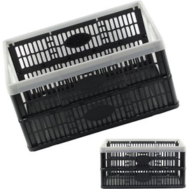 Fold Flat Crate - 32L Plastic Folding Stackable Storage Box (Pack of 5)