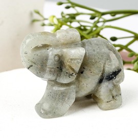 SquarezhenBo Elephant Ornament, Elephant Statue, Jade Stone Handcraft Natural Green Jade Stone Elephant Statue Decor Toys in Hand Home Décor Accents Sculptures (Black)