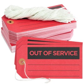 Stockroom Plus Red Tags with String - 5.75 x 3 in, 100 Pack - Red Equipment Repair & Inspection & Safety & Not in Use Tags