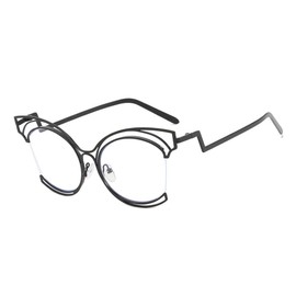 AOOLIA Katzenauge Lesebrille für Damen, Großem Rahmen Anti-Blaulicht Brillen Lesehilfe (Schwarz, 0, x)
