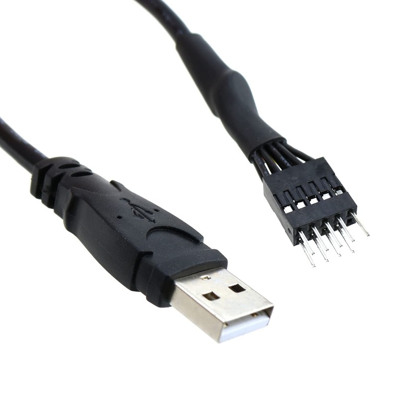 LUORNG 9Pin USB to USB Motherboard Header Cable Black 9-Pin