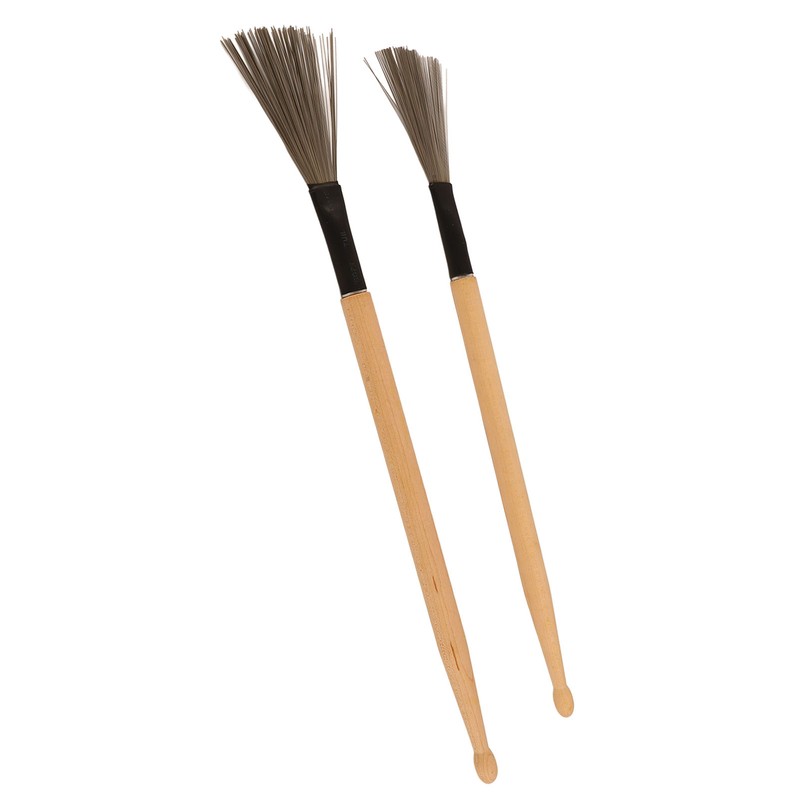 2Pcs Drum Stick Brush Wood Retractable Wire Combination Musical Instrument