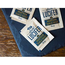 Saint Lucifer Spice Co Seafood Seasoning Table Spice, 50 individual packets, Made In The USA, Gluten Free, Sugar Free, Vegan, Vegetarian
