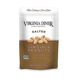 Virginia Diner - 8 Pack Extra Large Salted Virginia Peanuts, 6 ounce Resealable Bags 48 ounces Total of Gourmet Peanuts for Snacks