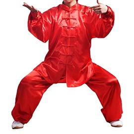 Andux Chinese Traditional Tai Chi Uniforms Kung Fu Clothing Unisex SS-TJF01 (Red, S)