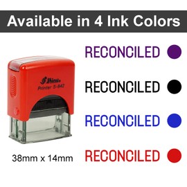Printtoo Reconciled Self Inking Rubber Stamp Pre,Inked Office Stamp, Home Office Business Stationery, 38 x 14 mm, Black