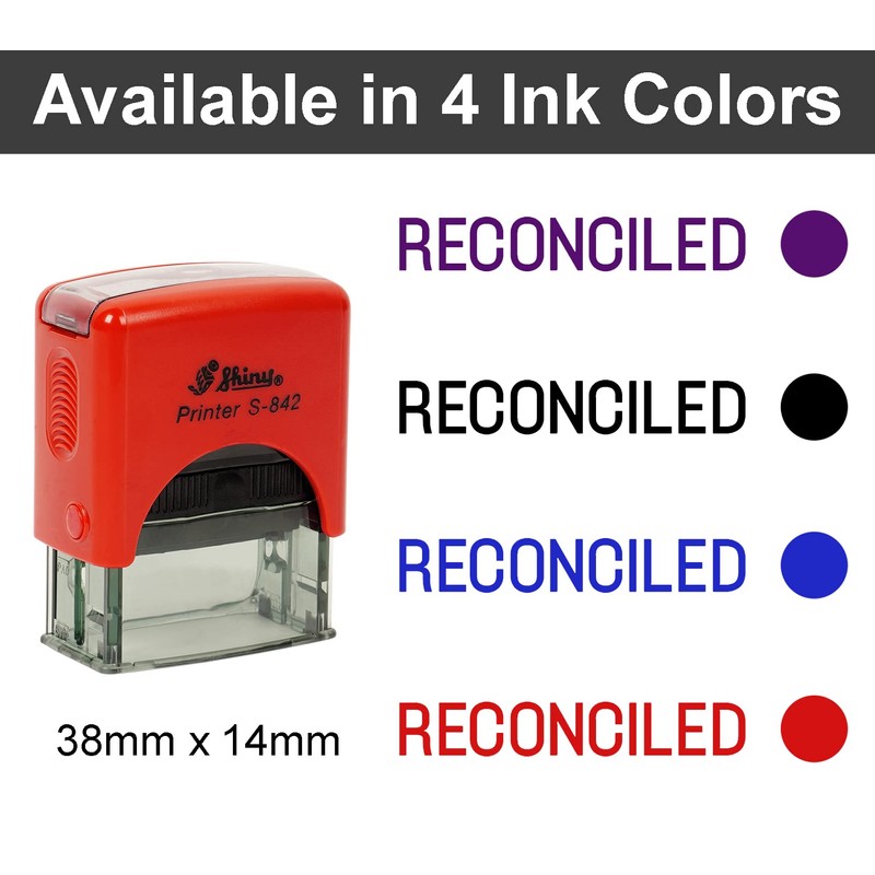Printtoo Reconciled Self Inking Rubber Stamp Pre,Inked Office Stamp, Home