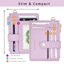BAOSIWA Silicone Beaded Bracelet Keychain Wallet Purple Wristlet Credit Card Holder Small RFID Wallet Bangle Key Ring for Women with Zipper Pocket