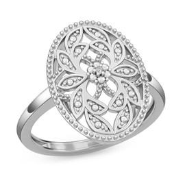 TJC White Diamond Floral Ring Sterling Silver Rings for Women | Engagement Rings Women with Platinum Plated Ring | Promise Rings for Couples | April Birthstone, Size X