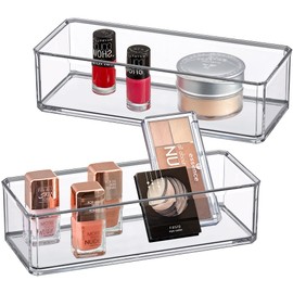 Amazing Abby - Glamour - 2-Pack Acrylic 1-Compartment Makeup Organizer, Transparent Plastic Lipstick Holder, Perfect Bathroom Vanity Storage Solution for Lipsticks, Nail Polishes, and More
