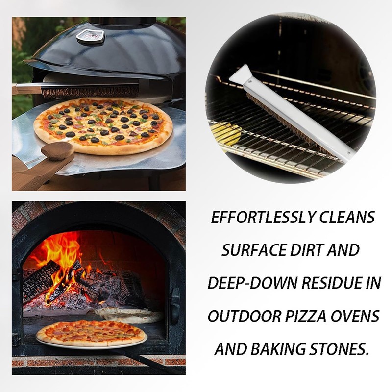 Pizza Oven Brush - Wooden Handle BBQ Brush, Pizza Stone