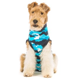 Suitical Recovery Suit for Dogs | Spay and Neutering Dog Surgery Recovery Suit for Male or Female | Soft Fabric for Skin Conditions | 2XS | Neck to Tail 13.0”-16.5” | Blue Camouflage
