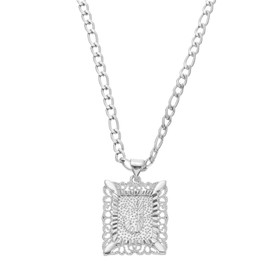 sourcing map Initial Letter Pendant Necklace for Men Women, 20 Inch Stainless Steel Plated Square Capital Alphabet Pendant Chain Necklace (Silver, Letter J)