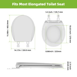 Round Toilet Seat Soft Close, 16.5" Standard Round Toilet Lid Replacement Compatible with TOTO/Kohler/Gerber/American Standard, Four Bumpers Never Loosen, 2-pack Toilet Bolts and Nuts, Cotton White