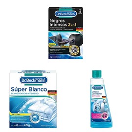Dr. Beckmann, Toallitas Negros Intensos, Renueva los Tonos Negros y las Fibras + Blanqueador Intensivo, Súper Blanco + Limpia Lavadoras Líquido, Alarg