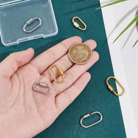 UNICRAFTALE 6Pcs 2 Colors Oval Screw Carabiner Lock Stainless Steel Screw Locking Keychain Carabiner Clasp Metal Keychain Clip Hook Quick Link for Jewelry Making Handbag DIY Accessory