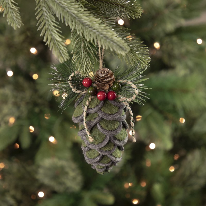 Northlight Pinecone Fabric Christmas Ornament, 6", Green