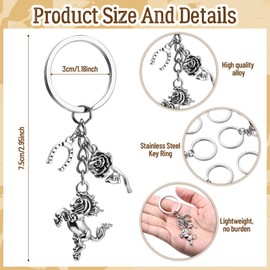 MorningRo 20 Pcs Horse Racing Kentucky Gift Horse Lover Keychain with Rose Horseshoe Pendant Charms Derby Rider Race Track Gifts Party Supplies for Women Men Racer Sports Fans (Red)