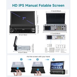 Single Din Car Stereo with Wireless Carplay Android Auto,Sellrich 7 inch Flip Out Touch Screen Bluetooth Car Radio with YouTube Mirror Link FM Dual USB/AUX/Type-C Ports External Mic SWC Backup Camera