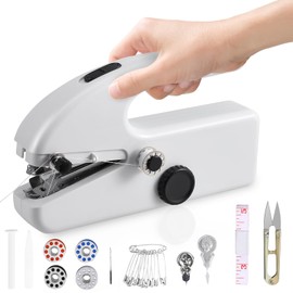 Handheld Sewing Machine, Mini Portable Hand Sewing Machine for Beginners, Electric Sewing Machines for Beginners with 2 Speeds & Dual Electric Power Mode, Suitable for Adults, DIY, Home, Traveling