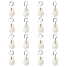 UFURMATE Single Pulley Roller, 16Pcs Mini Plastic Pulley Hooks 360 Degrees Single Swivel Pulley Block Wire Towing Wheels for DIY Agriculture Greenhouse Pulley System