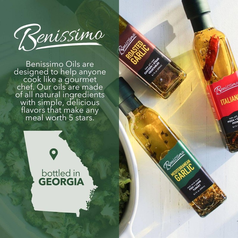 Benissimo Roasted Garlic Herb Infused Oil, All Natural, Farm Fresh