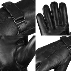 Sparx Sports Men Cold Weather Dress Gloves Genuine Leather Driving Gloves Black (Medium)