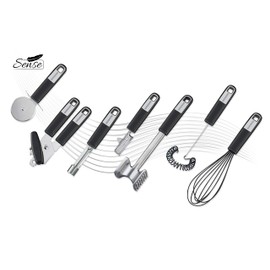 Fackelmann Dosenöffner 25770 20 cm SENSE mit rutschfestem und ergonomischem Soft-Touch-Griff, inklusive Kapselheber, Dosenlocher und Flaschenöffner (Farbe: Silber/Schwarz), Menge: 1 Stück