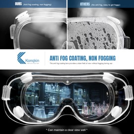 konqkin Safety Goggles Lab Anti-Fog Glasses - Eye Protection Goggles for Science Lab Class for Women Men