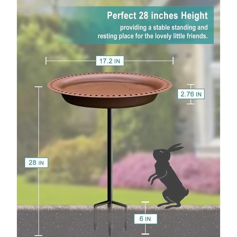 Garbuildman Extra-Large Freestanding Birdbaths Bowl, Detachable Decoration Spa with Metal