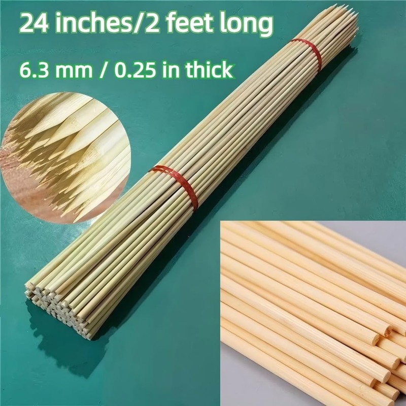 100 PCS 2FT (24 Inch) Bamboo Plant Stakes – Natural