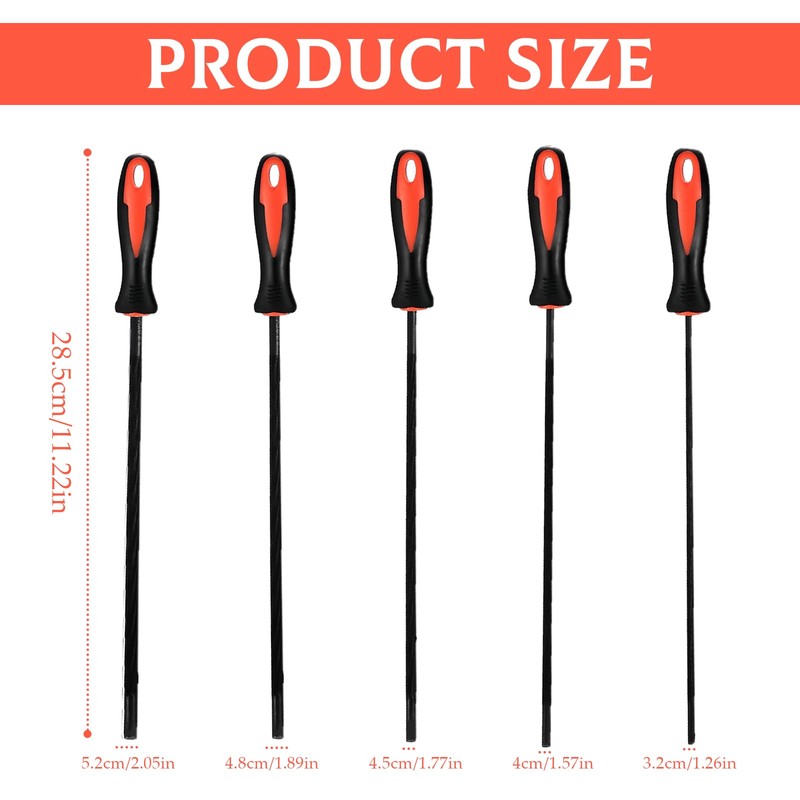 5 Pcs Chainsaw Files, Chainsaw Sharpener File, Professional Round Chain