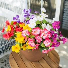 Artificial Hibiscus Flowers Fake Flowers Plants for Outdoor Spring Decoration, 6 Bundles Silk Hibiscus Bouquet Realistic UV Resistant Faux Flowers for Outside Porch Patio Planter Balcony Yard, Mix