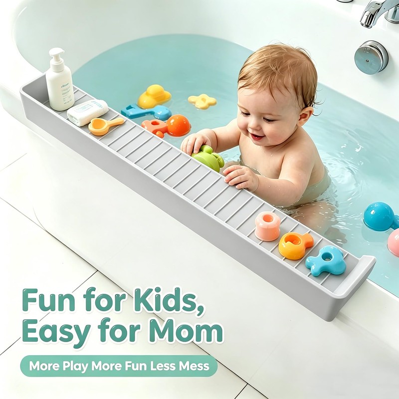 Bathtub Splash Guard with Strong Suction Cups, Silicone Splash Guard