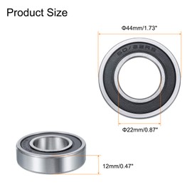 QUARKZMAN Pack of 4 60/22-2RS Deep Groove Ball Bearings, 22 mm x 44 mm x 12 mm, High Carbon Chrome Steel Z3 Double Rubberised Sealed Bearings (ABEC3)