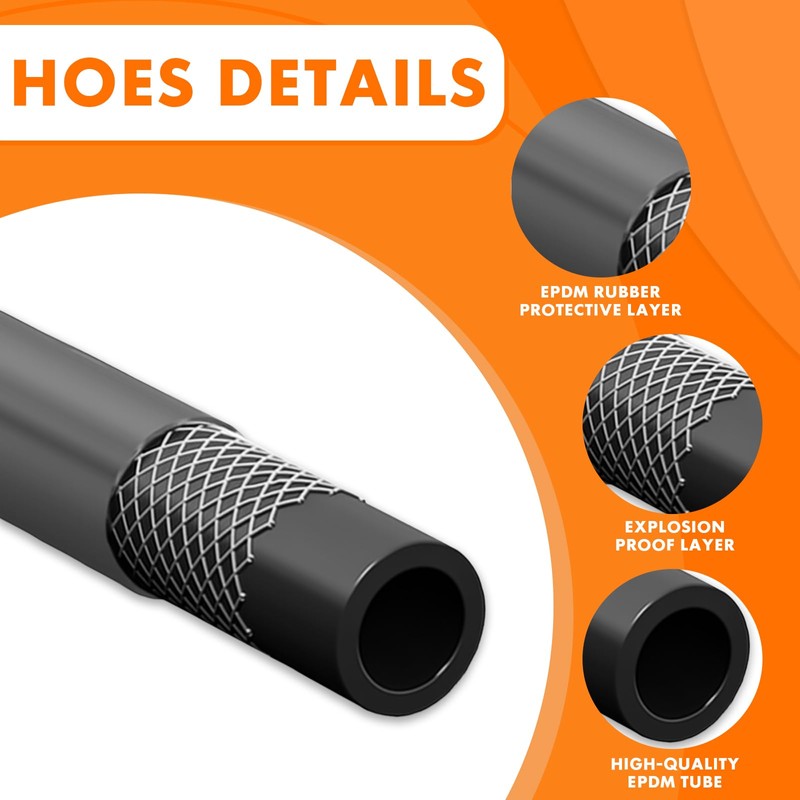 6FT Washing Machine Hoses Black Rubber Hot and Cold Water