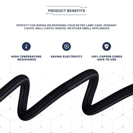 1 Meters / 3.28FT Braided Cable, LEDSONE 2 Core Electrical Cable, Vintage Braided Flex Fabric Electrical Wire for DIY Lamps Industrial Pendant Lights Lighting Appliances (Dark Brown)