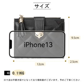 FOXLOVER Mini Wallet, Women's, Coin Purse, Zippered, Round Card, Genuine Leather, Compact, Thin, Lightweight, Small Wallet, Black2, Small