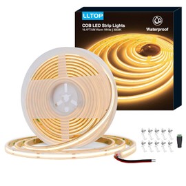 LLTOP COB LED Strip Lights Waterproof IP67 DC24v Warm White 3000K 16.4ft/5m High CRI 92Ra+ Outdoor LED Tape Lighting DIY Cuttable for Bedroom Kitchen Cabinet Shelf (Power Supply Not Included)