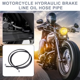 X AUTOHAUX 210cm AN3 M10 Car Hydraulic Brake Line Oil Hose Pipe Fitting 28° 90° Stainless Steel for Car Motorcycle Dirt Racing Bike Black