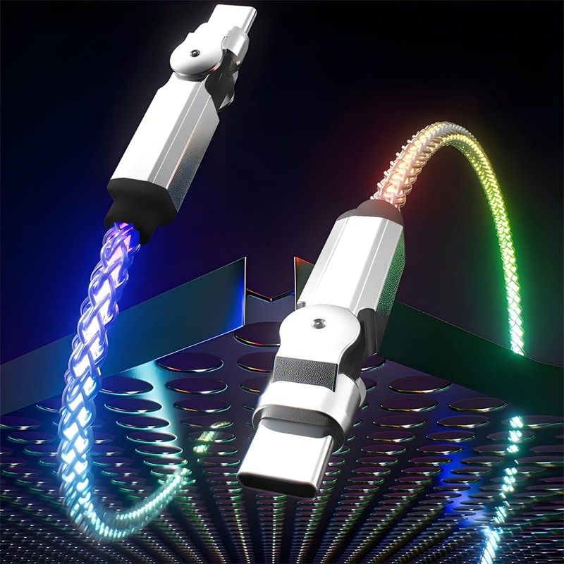 USB-C Light Up Cable 2 Pack 6.6ft LED USB C