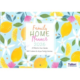 2026 A3 Family Calendar Month to View 5 Column Planner Wall Hanging Organiser - Full Year UK Planners 26-27 Year (Lemons)